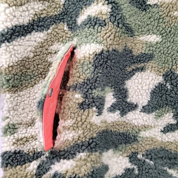 J Crew Sherpa Fleece Snap Collar Pullover Camo XXS SOLD OUT ON JCREW WEBSITE New - Picture 11 of 16